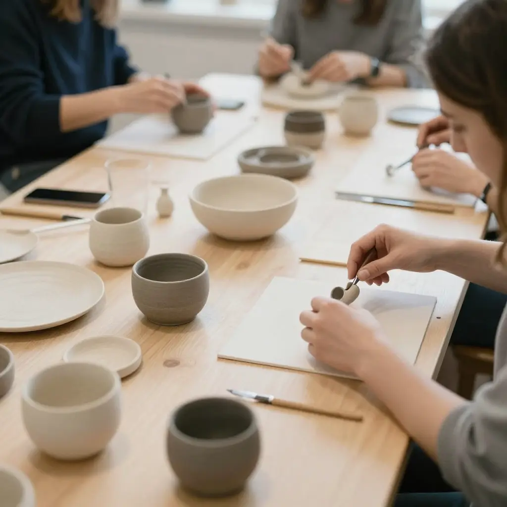 Kreativt lysmaking-verksted med naturlige materialer